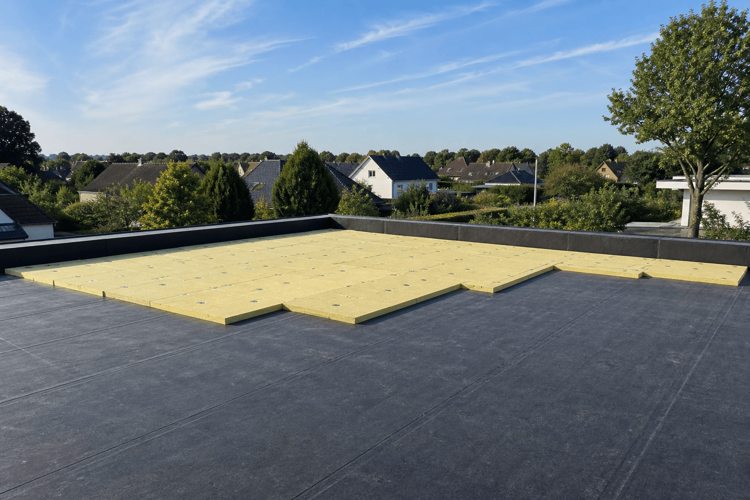 Geïsoleerd plat dak met EPDM op een woning in Geel, Antwerpen
