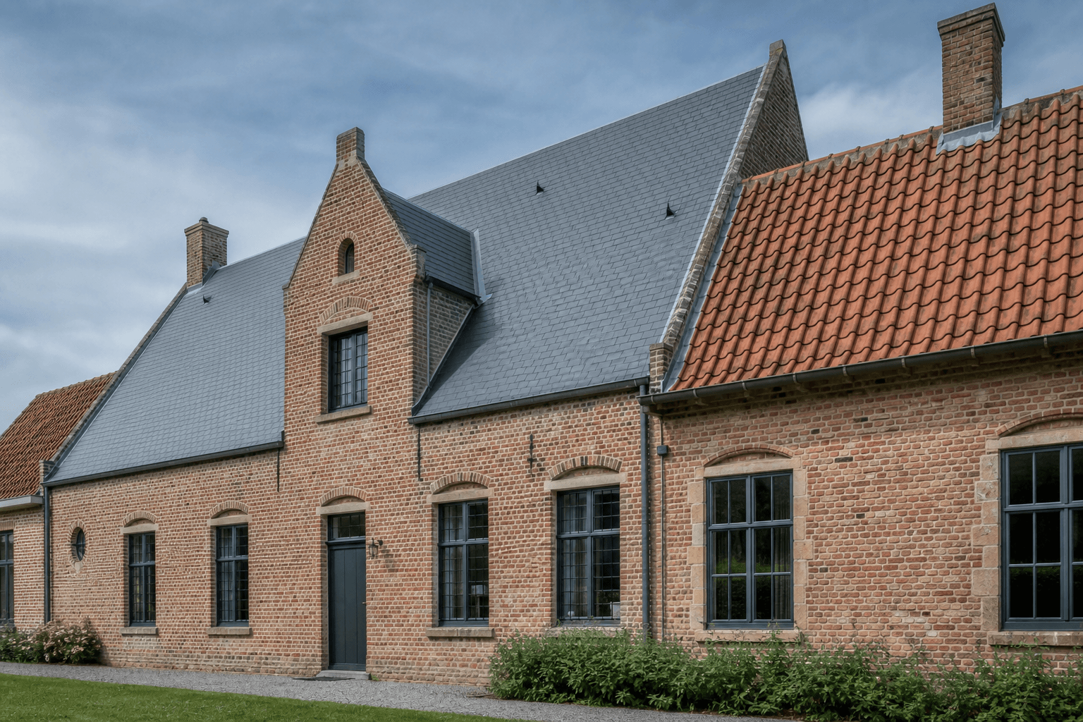 Dakrenovatie met leien en pannen op een historische woning in Oudenaarde