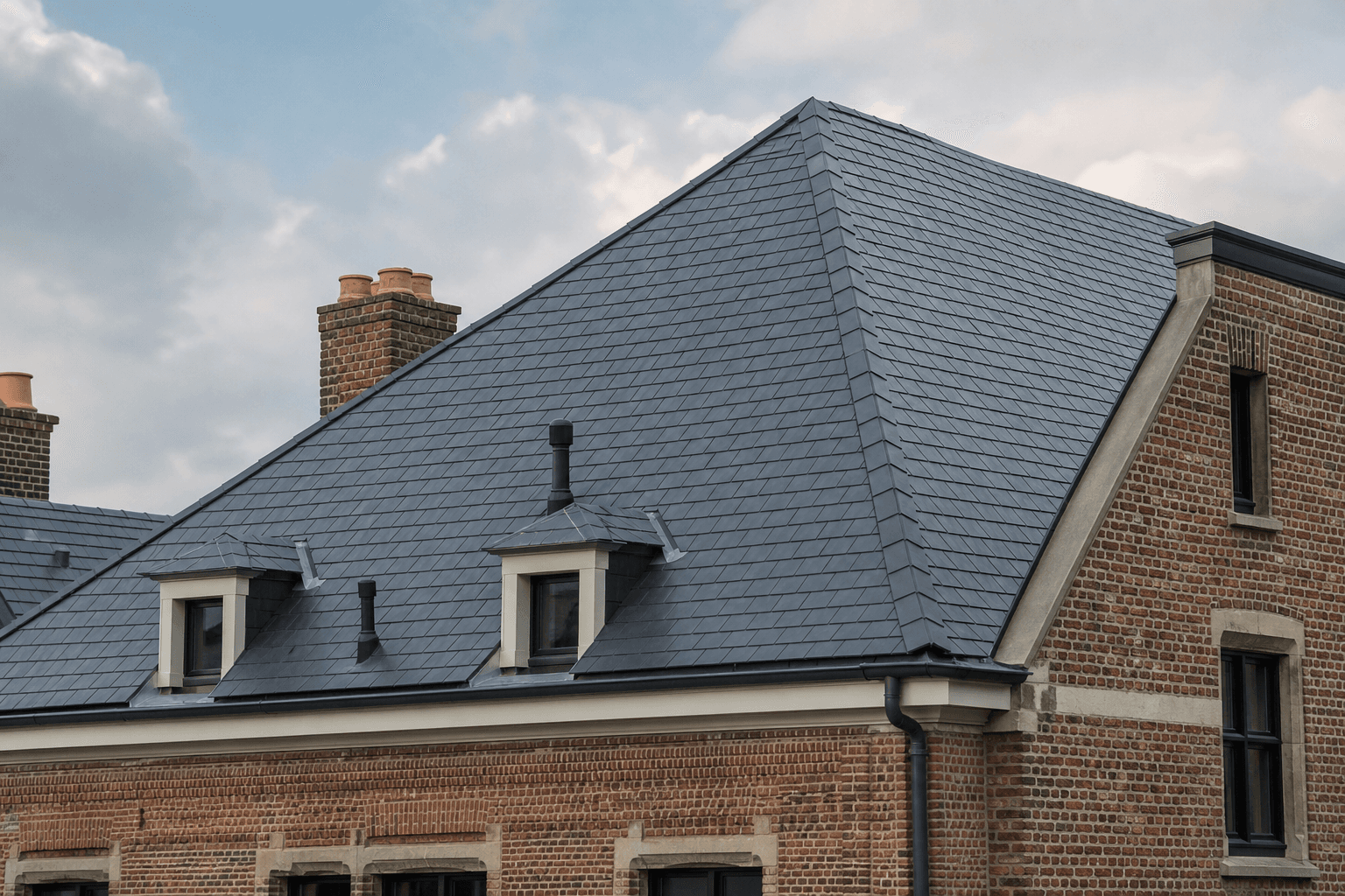 Gerenoveerd leien dak op een klassieke woning in Turnhout